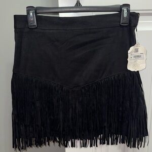 Altar'd State Black Mini Skirt with Fringe